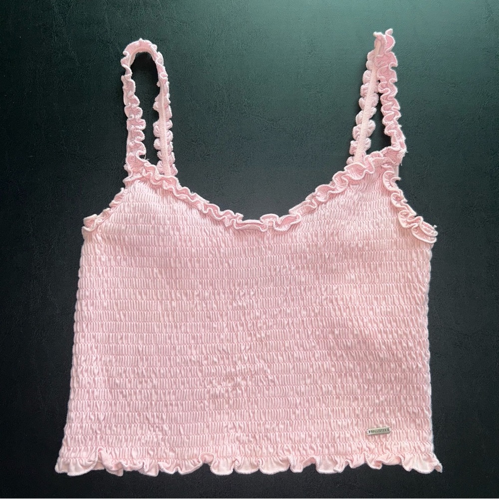 HOLLISTER Pink Ruffle Crop Top Women’s Size Medium Polyester Stretch Y2K